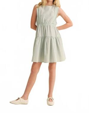 NEW HEART AND ARROW girls 2 tier knee length dress in green
